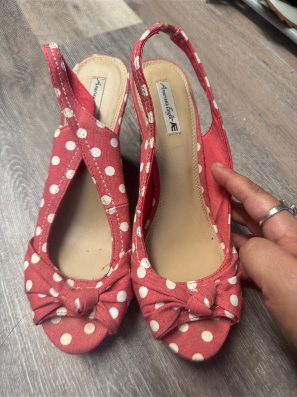 American Eagle Outfitters Coral Polka Dot Slingback Heels
